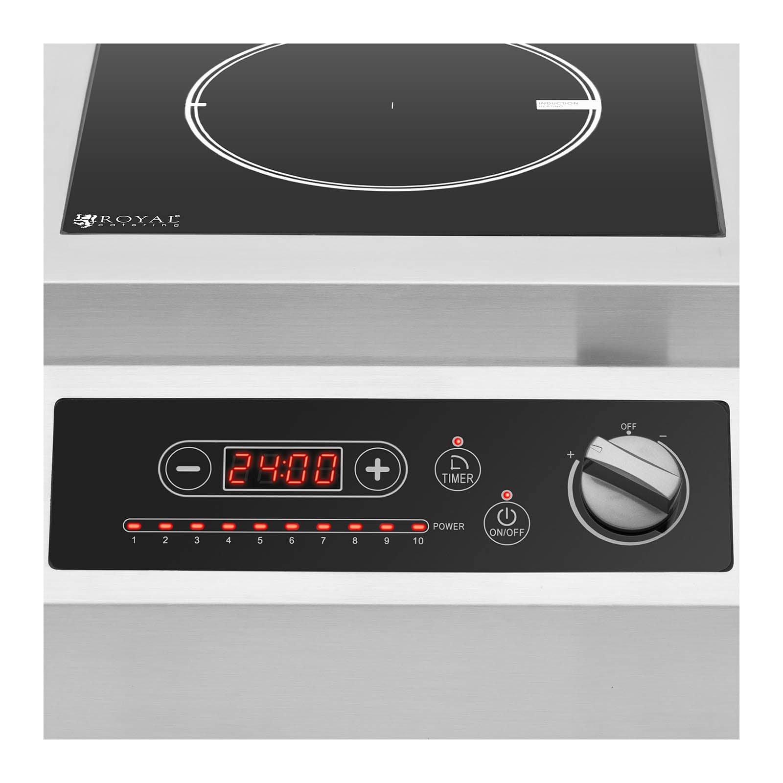 Royal Catering Plaque À Induction 1 Feu Posable Avec Cadre Inox Table De  Cuisson Portative RCIC-5000 (Foyer 33 cm, 5 000 W, 60-240 °C, Acier  inoxydable & Vitrocéramique) : : Cuisine et Maison