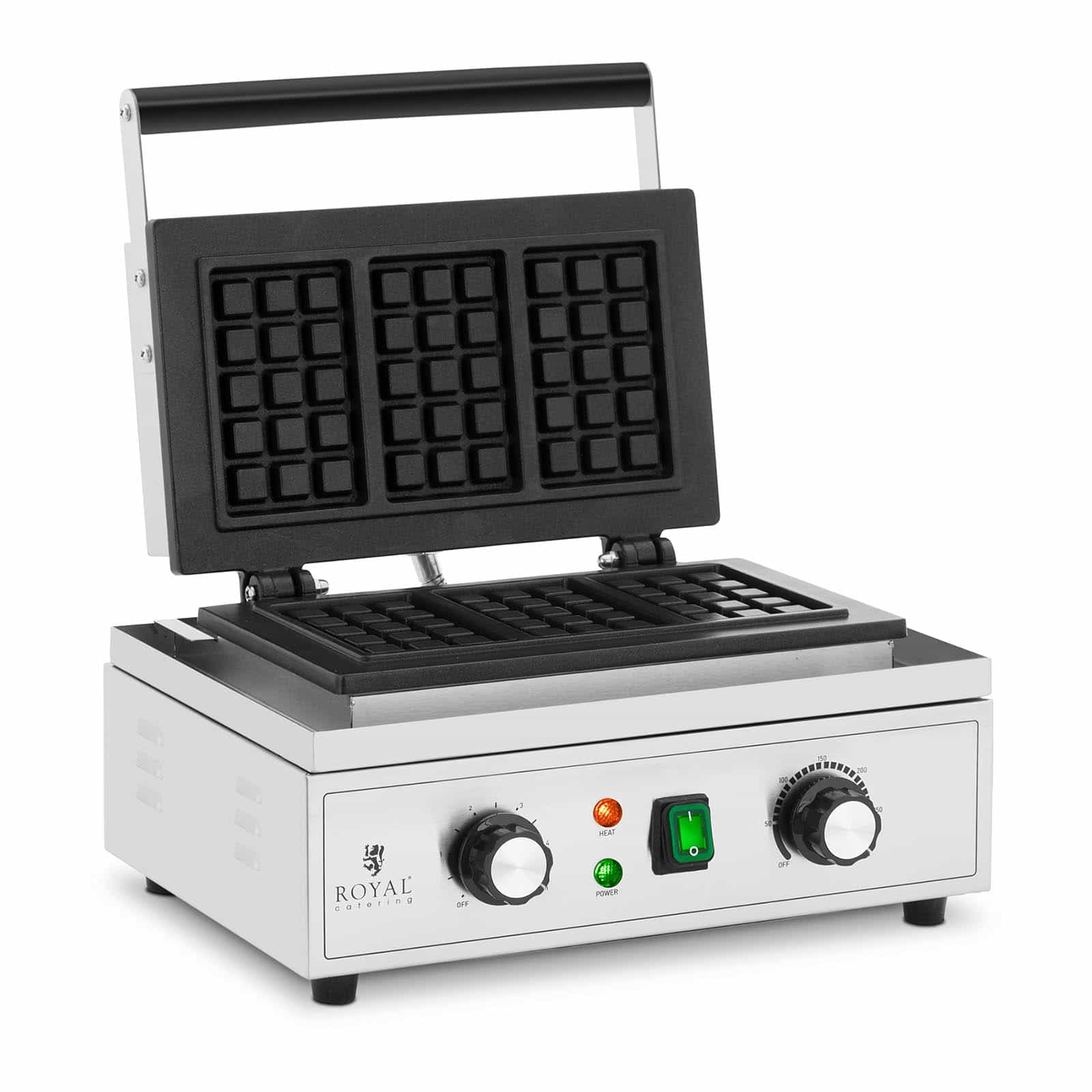 Gaufrier professionnel - 2 x 1400 W - 50 - 250 °C - Minuterie : 0 - 5 min -  Royal Catering